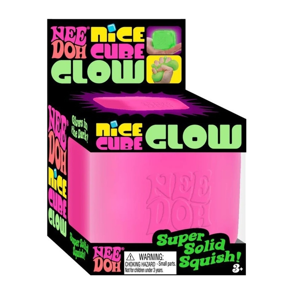 PINK - Authentic RARE NEEDOH Nice Cube Glow Super Solid Squishy Fidget Toy NEW